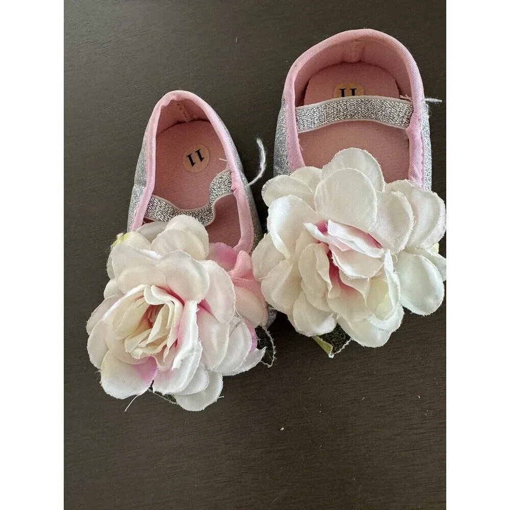 Baby Girl shoes lot Adidas moccasins 1st Christmas hat Koala tights Sz 6-12 M